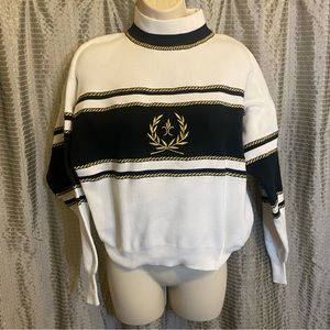 Vintage Knights Ltd White Black Stripes Accent Gold Embroidered Braiding Medium